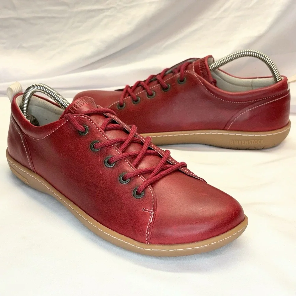 Birkenstock Islay Leather Oxford Lace Up Women 11 Men 9 EU 42 E Wide Red Sneaker